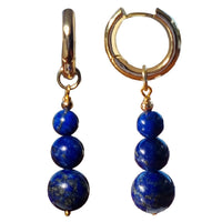 Blayr Lapis Lazuli Three stone Hoop Earrings