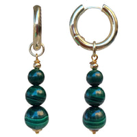 Blayr Malachite Three stone Hoop Earrings