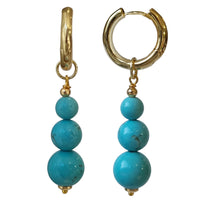 Blayr Turquoise three stone Hoop Earrings