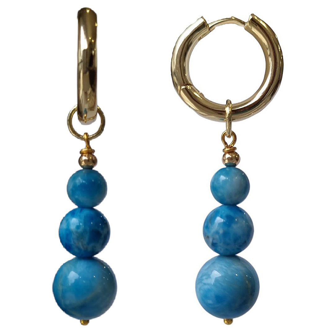 Blayr Apatite Three stone Hoop Earrings