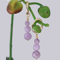 Blayr Lavender Amethyst Three stone Hoop Earrings