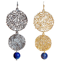 Olivia Gold or Platinum Double Circle Lapis Lazuli Earrings