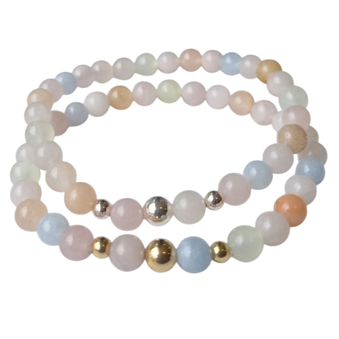 Valentine Beryl-Aquamarine and Morganite Silver or Gold filled Bracelet