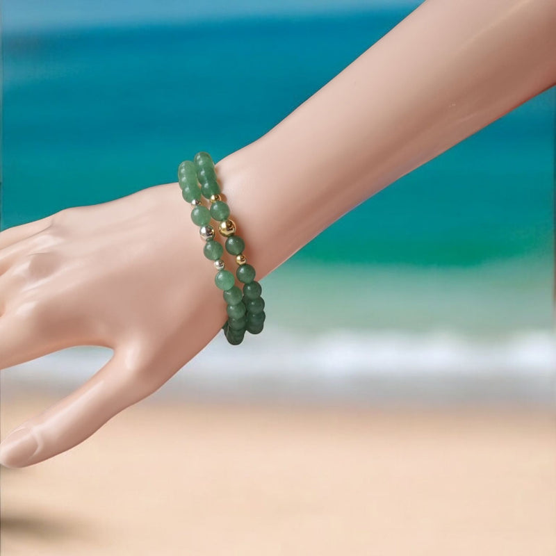 Valentine Green Adventurine Silver or Gold filled Bracelet