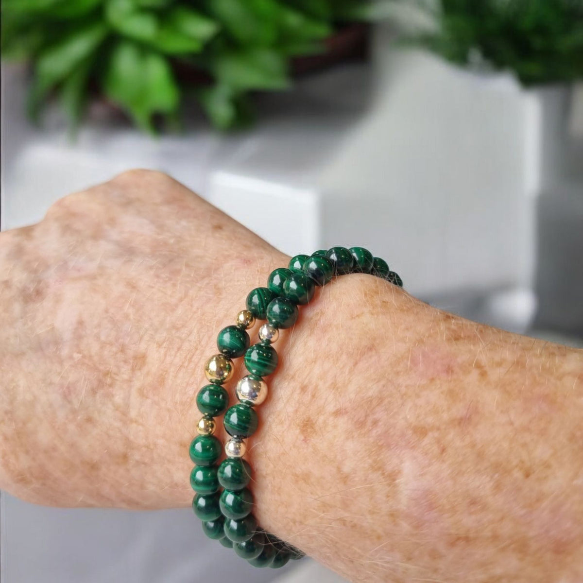 Valentine Malachite Silver or Gold filled Bracelet