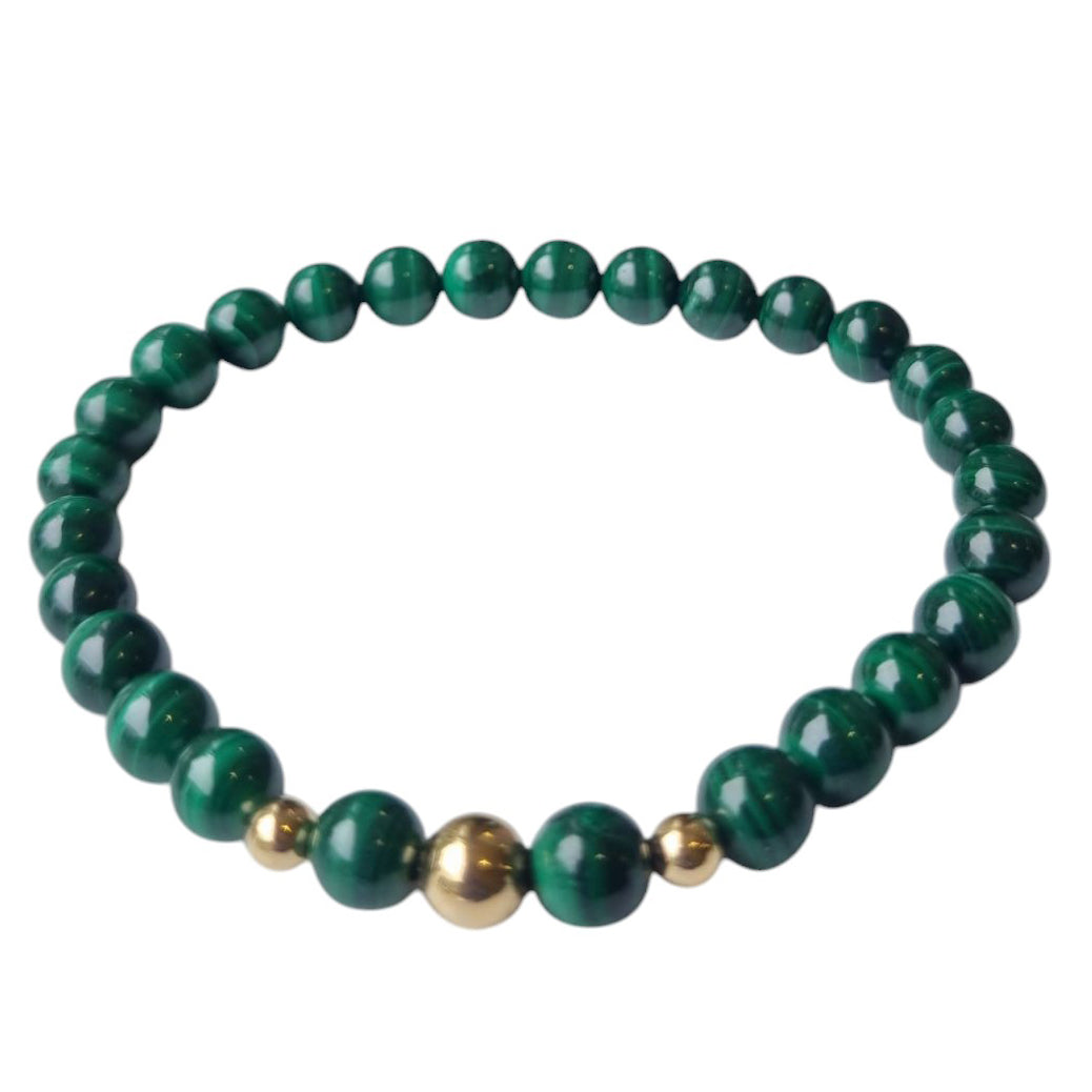 Valentine Malachite Silver or Gold filled Bracelet