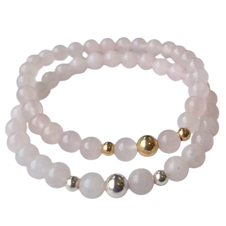 Valentine Rose Quartz Silver or Gold filled Bracelet