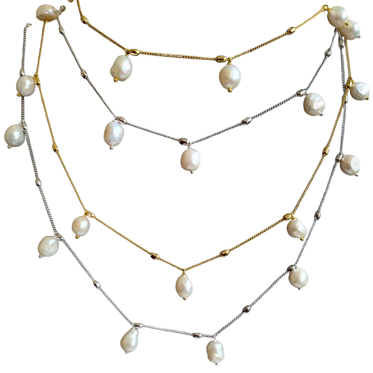 Lively station chain necklace with Pearls