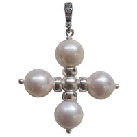 Sage Pearl Cross Enhancer in Silver or Gold