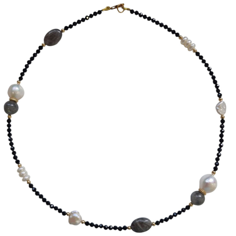 Pizzazz Spinel, Pearl & Labradorite Necklace