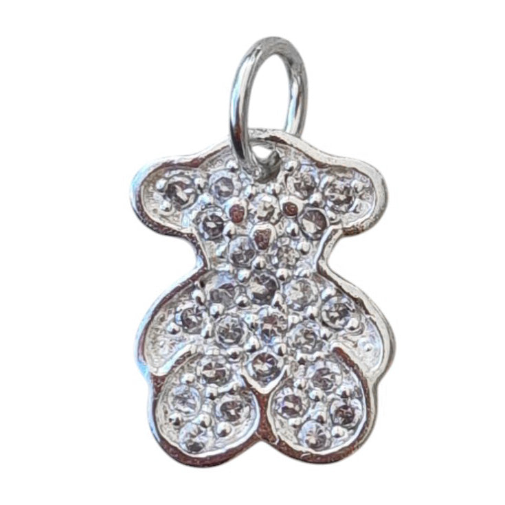 sterling silver teddy bear charm with CZ