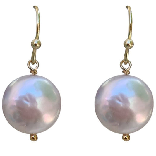 Freshwater Coin Earrings Sterling silver or Gold Filled