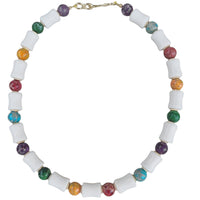 Mardi Gras Multi-Colour Jasper with Tube White Coral Necklace