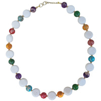 Mardi Gras Multi-Colour Jasper with Coin White Coral Necklace