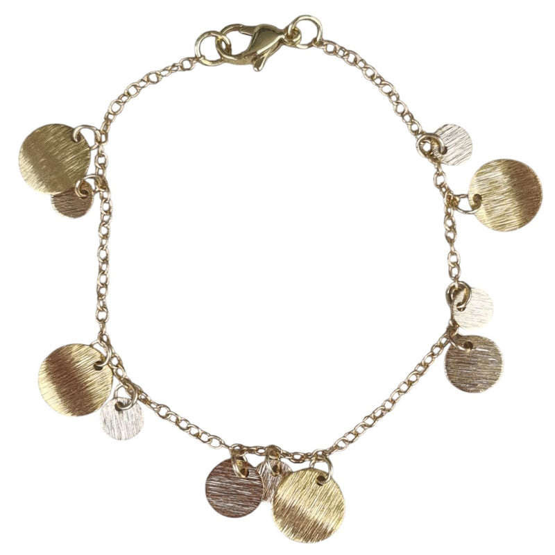 Tiny Brushed Disc Charm Bracelet