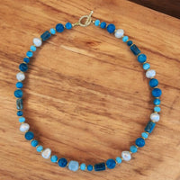 Lulani Apatite, Pearl and Aquamarine Necklace