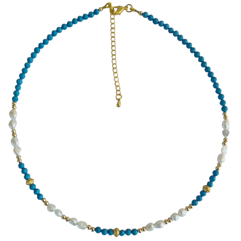 Tusei Turquoise and Pearl Necklace