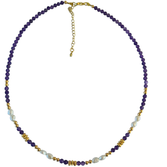 Tusei Amethyst and Pearl Necklace