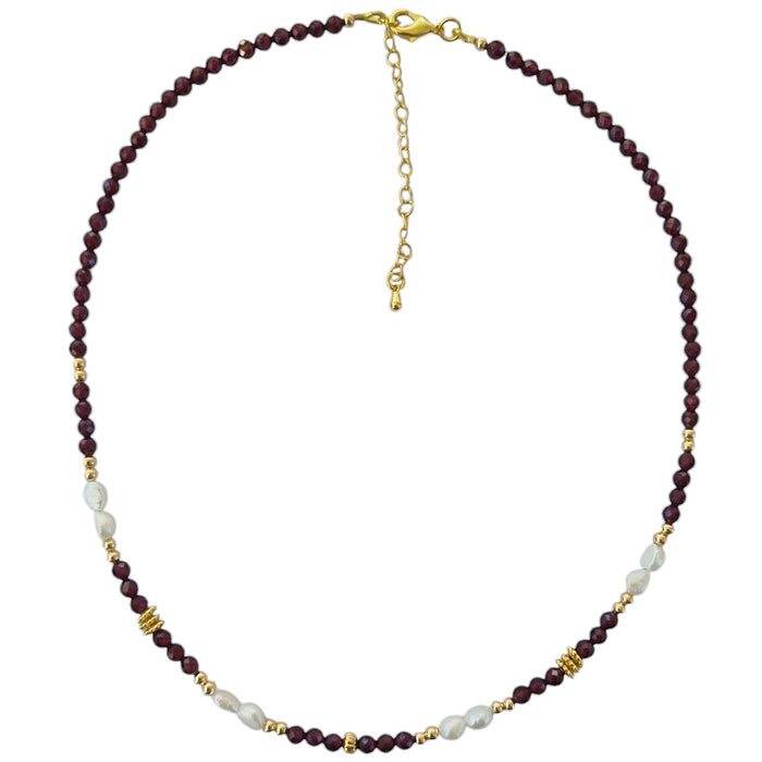 Tusei Garnet and Pearl Necklace