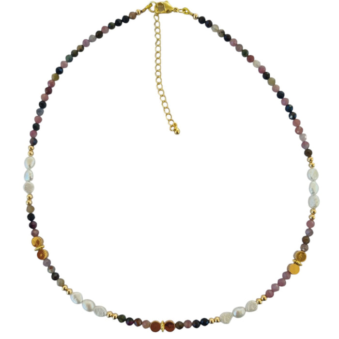 Tusei Tourmaline and Pearl Necklace