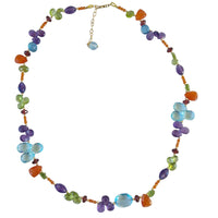 Gemmy Colourful Amethyst, Peridot, Blue Topaz, Garnet and Carnelian necklace