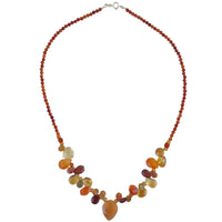 Gemmy Citrine, Carnelian, Garnet, Lemon Quartz, Topaz and Sunstone Sterling Silver necklace