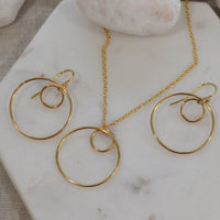 Solarius Double Ring 14k Gold or Sterling Silver Necklace