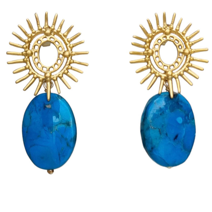 Alegra Arizonia Blue Turquoise Earring Gold or Silver