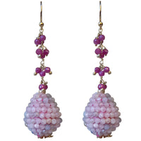 Ann Gemstone drop Earrings - Ruby and Morganite & Aquamarine