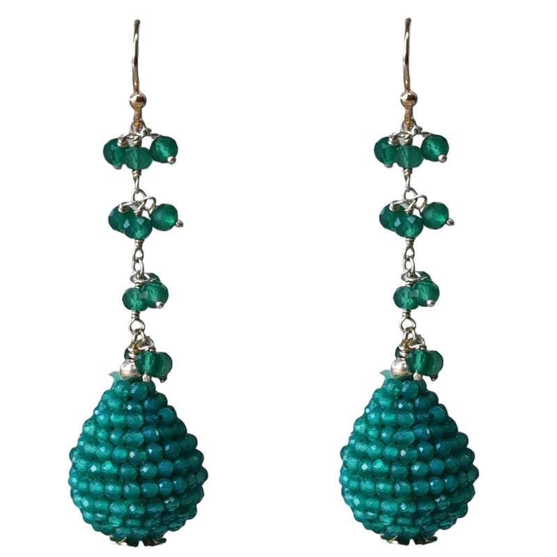 Ann Gemstone drop Earrings - Green Onyx