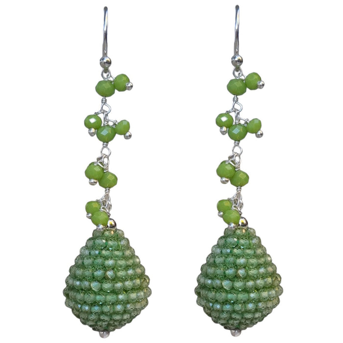 Ann Gemstone drop Earrings - Peridot and Jade