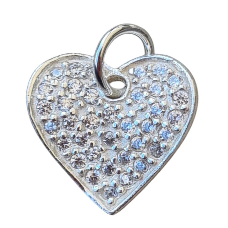 Sage Solid Sterling Silver Charms Heart with cubics