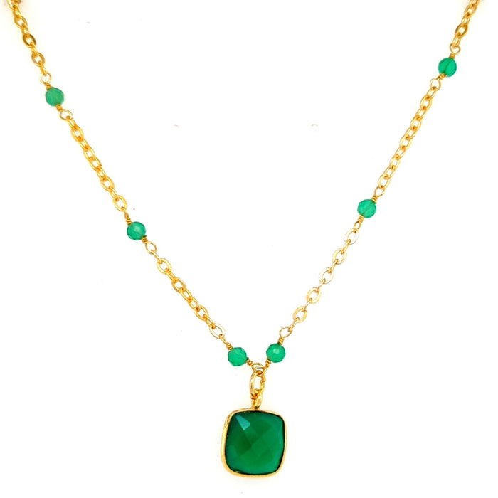Callala Green Onyx Beaded chain pendant Necklace