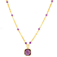 Callala Amethyst Beaded chain pendant Necklace