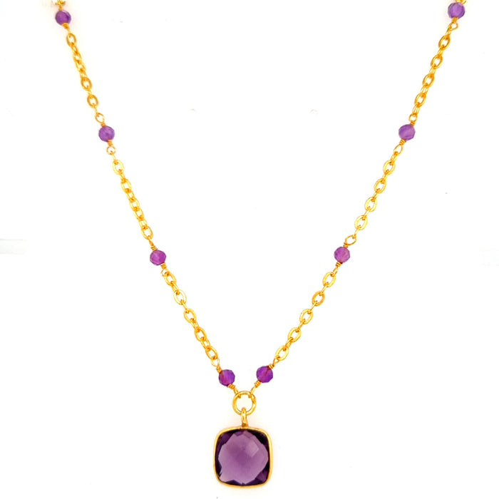 Callala Amethyst Beaded chain pendant Necklace