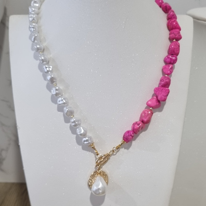 Maria Pink Howlite Pendant Necklace