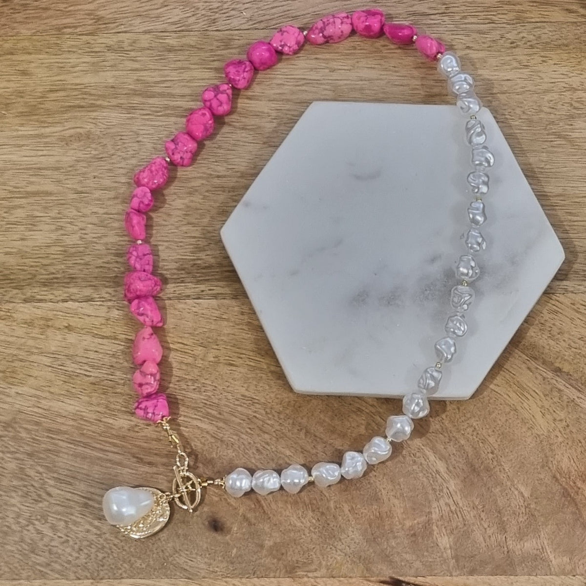 Maria Pink Howlite Pendant Necklace