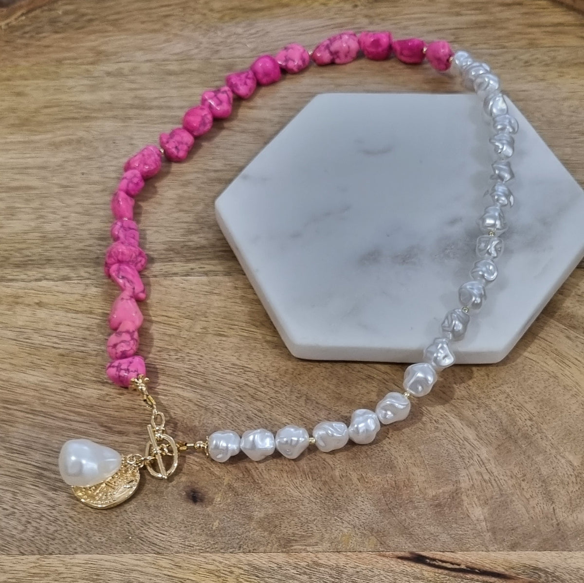 Maria Pink Howlite Pendant Necklace