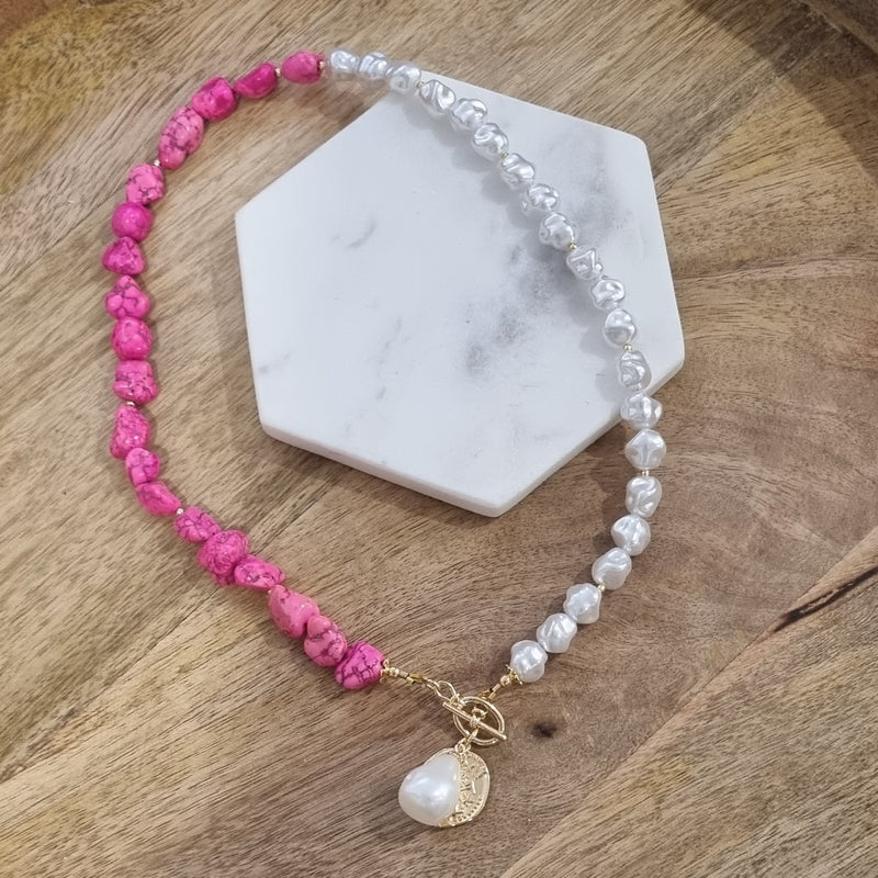 Maria Pink Howlite Pendant Necklace