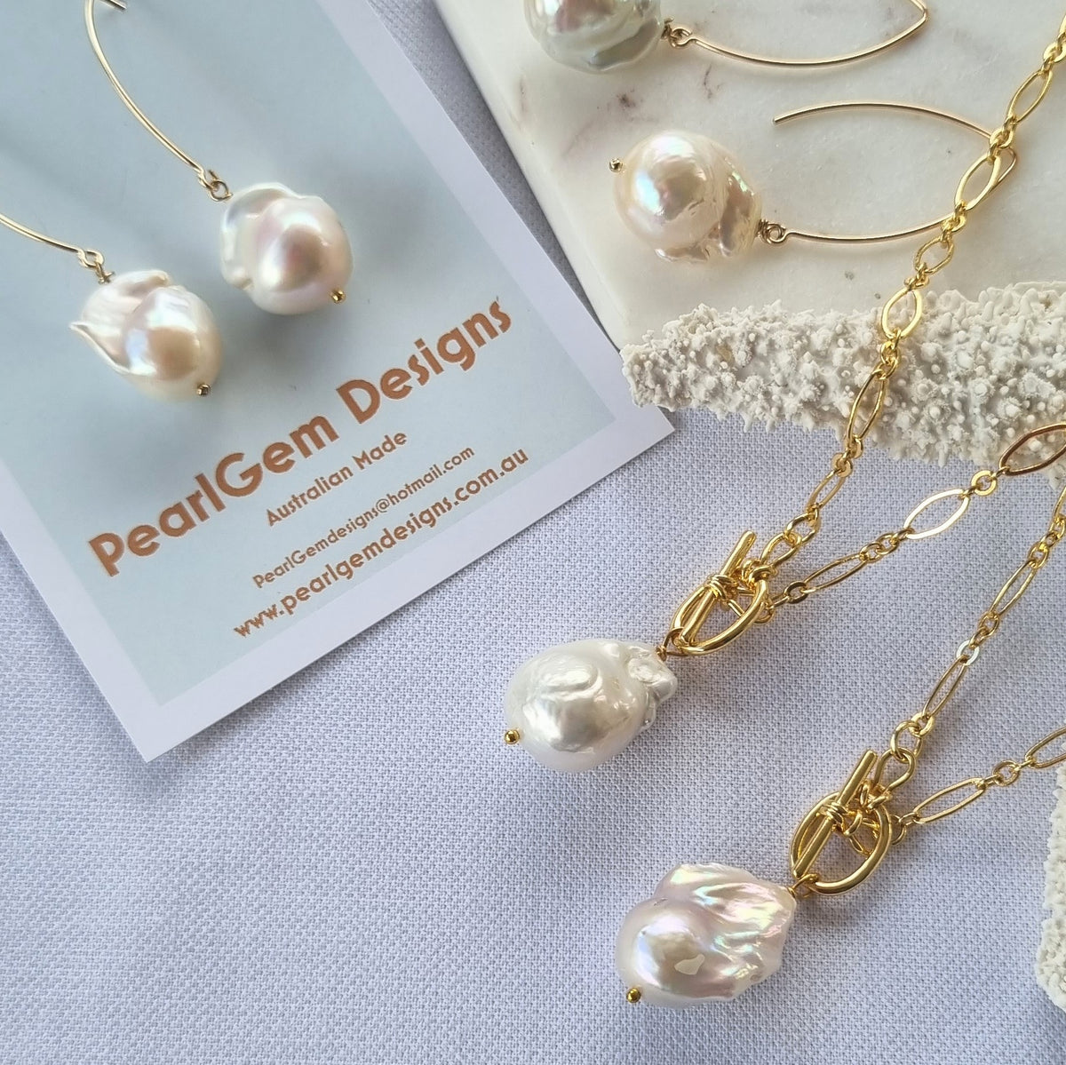 Lotus Large Baroque Freshwater Pearl drop Earrings