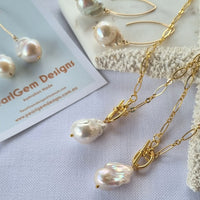 Lotus Large Baroque Freshwater Pearl drop Earrings