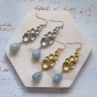 Laura Aquamarine Water Drop Earrings Gold or Platinum