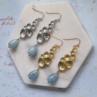 Laura Aquamarine Water Drop Earrings Gold or Platinum