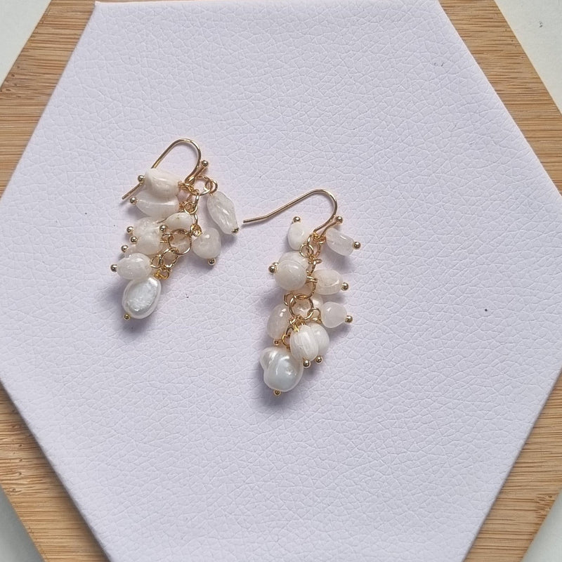 Alighieri Freshwater Pearl Gemstone Earrings - Moonstone