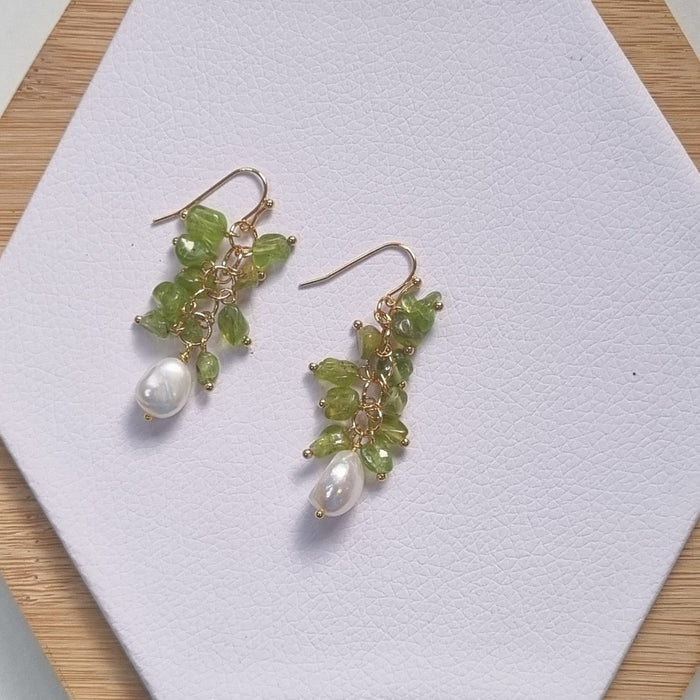 Alighieri Freshwater Pearl Gemstone Earrings - Peridot