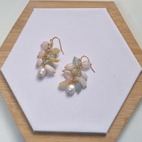 Alighieri Freshwater Pearl Gemstone Earrings - Beryl Aquamarine and Morganite