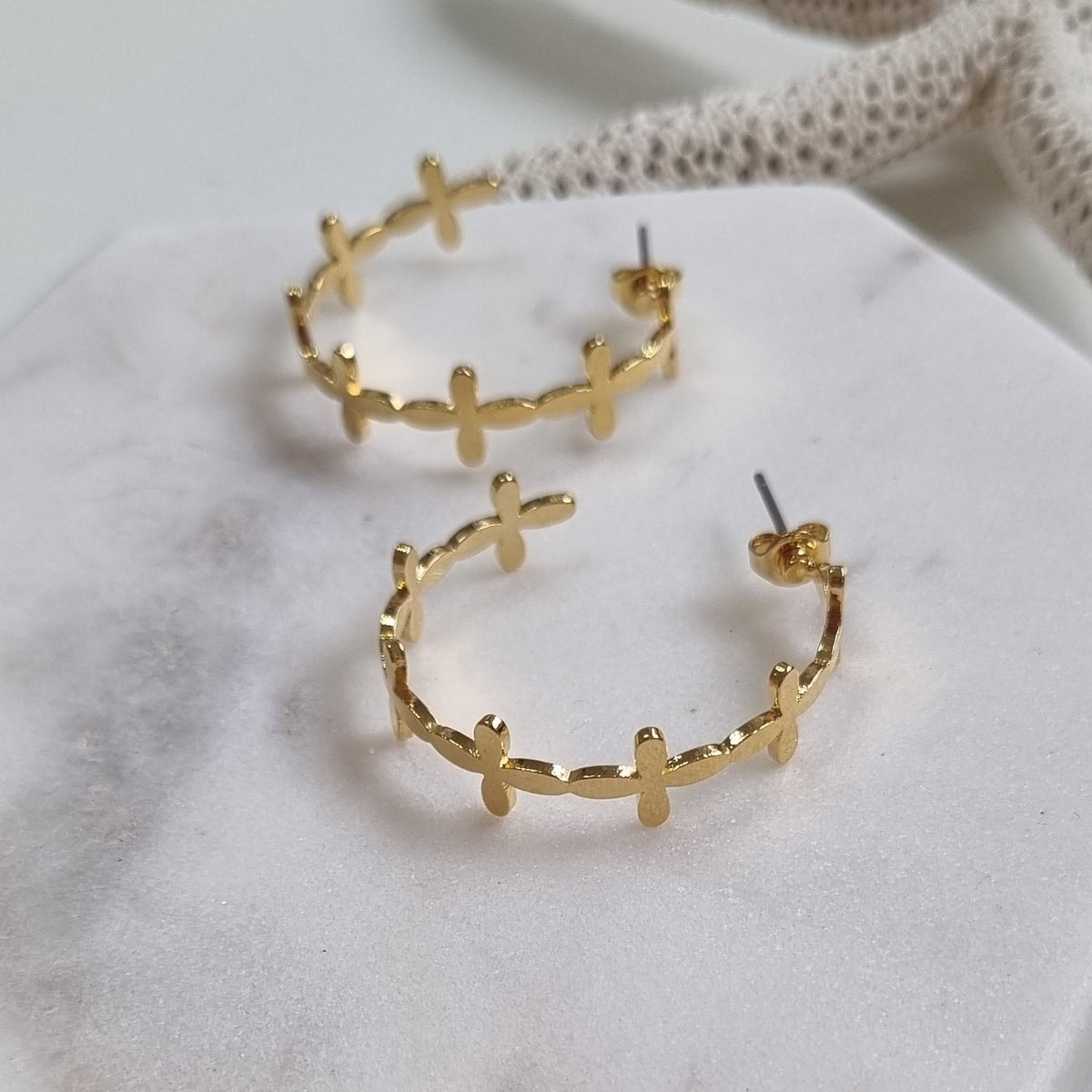 Cross Hoop Earrings