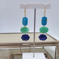 Deva Turquoise, Chrysophase and Lapis Lazuli Earrings