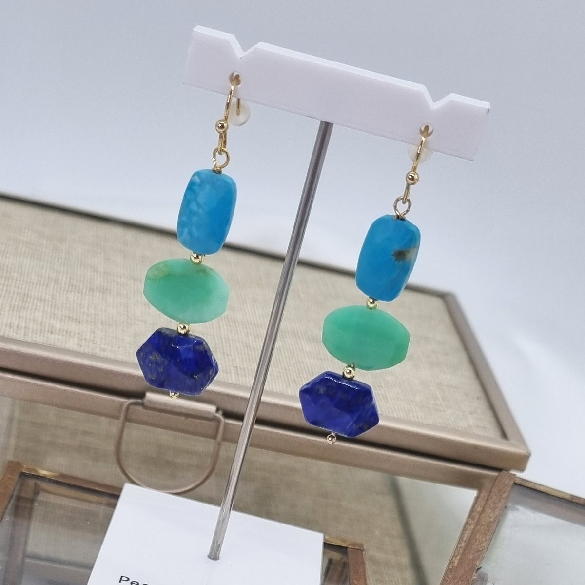 Deva Turquoise, Chrysophase and Lapis Lazuli Earrings