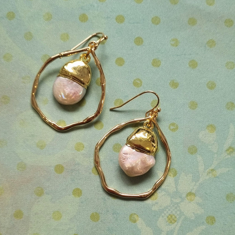 Baco Gold Baroque Pearl pendant Earrings